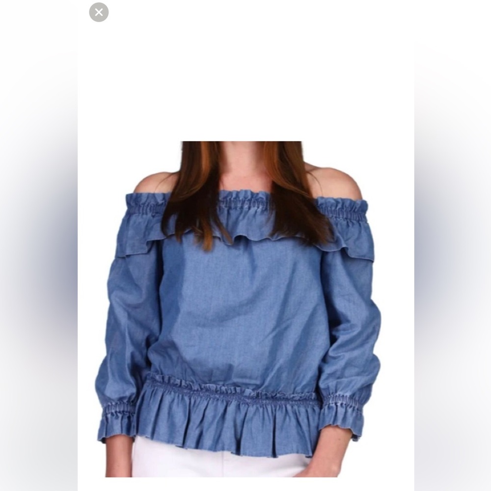 Michael Kors Cambray Denim Blouse Top
